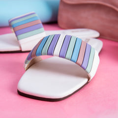Light Fawn Multicolor Stripes Casual Flat DW-14