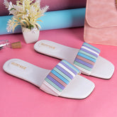 Light Fawn Multicolor Stripes Casual Flat DW-14
