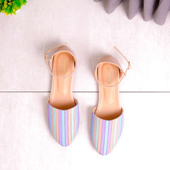 Fawn Multicolor Strips Flat Pump Shoe DW-03