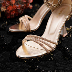 Gold Crystal High Heel Luxury Women Shoe DW-05
