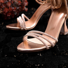 Rose Gold Crystal High Heel Luxury Women Shoe DW-05