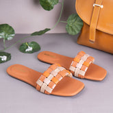 Mustard Multicolor Checked Casual Flat DW-15