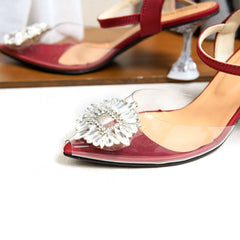 Crystal Buckle Transparent Heel Court Shoe DW-06