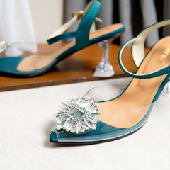 Crystal Buckle Transparent Heel Court Shoe DW-06