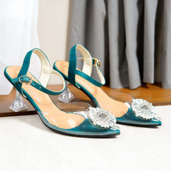 Crystal Buckle Transparent Heel Court Shoe DW-06