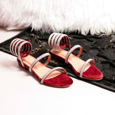 Burgundy Fashionable Crystal Ring Flat Women Bridal Footwear DW-07