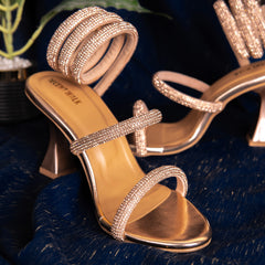 Peach Luxury Crystal Ring High Heel Footwear DW-17