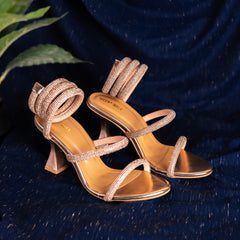 Peach Luxury Crystal Ring High Heel Footwear DW-17
