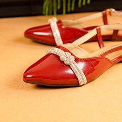 Silver Crystal Strip Pump Shoe Red DW-02