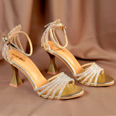 Golden Bridal Crystal Strips Heels DW-11