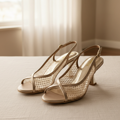 Elegant Gold Mesh Slingback Heels DW-22