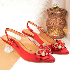 Emballished Slingback Heels Court Shoe DW-04