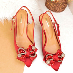 Emballished Slingback Heels Court Shoe DW-04