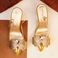 Lavish Golden Transparent Bow Tie Heels DW-09