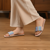 Light Pink Multicolor Stripes Casual Flat DW-14