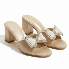 Vionna Pearl Bow Block Heel DW-19