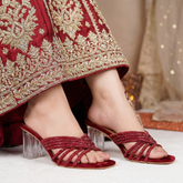 Burgundy Lavish Transparent Crystal Heels DW-12