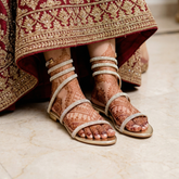 Gold Fashionable Crystal Ring Flat Women Bridal Footwear DW-07