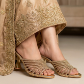 Golden Crystal Stripes Luxury Heels DW-16