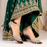 Black Bridal Crystal Strips Heels DW-11