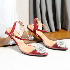 Crystal Buckle Transparent Heel Court Shoe DW-06