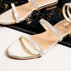 Fashionable Crystal Ring Flat Women Bridal Footwear DW-07