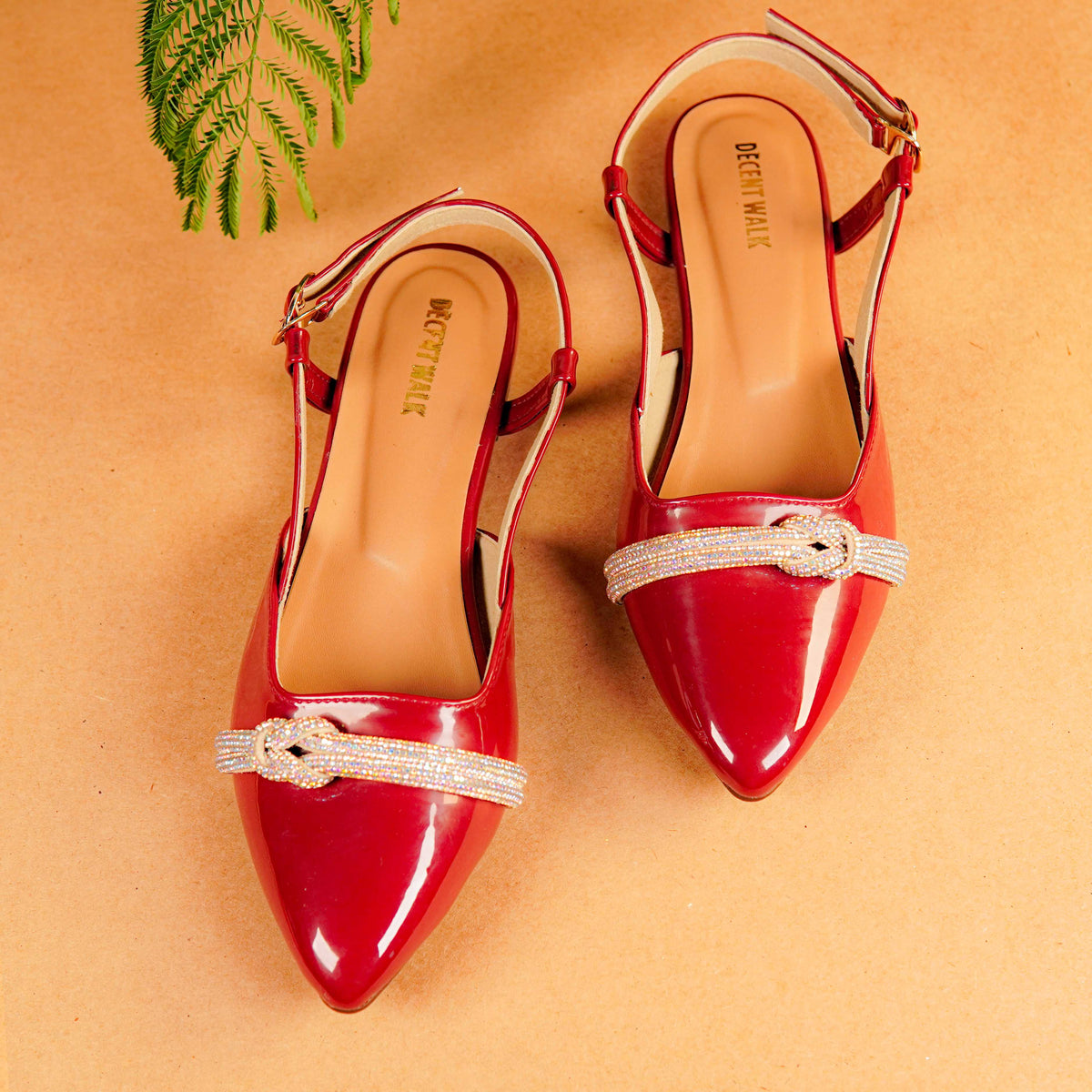 Silver Crystal Strip Pump Shoe Red DW-02