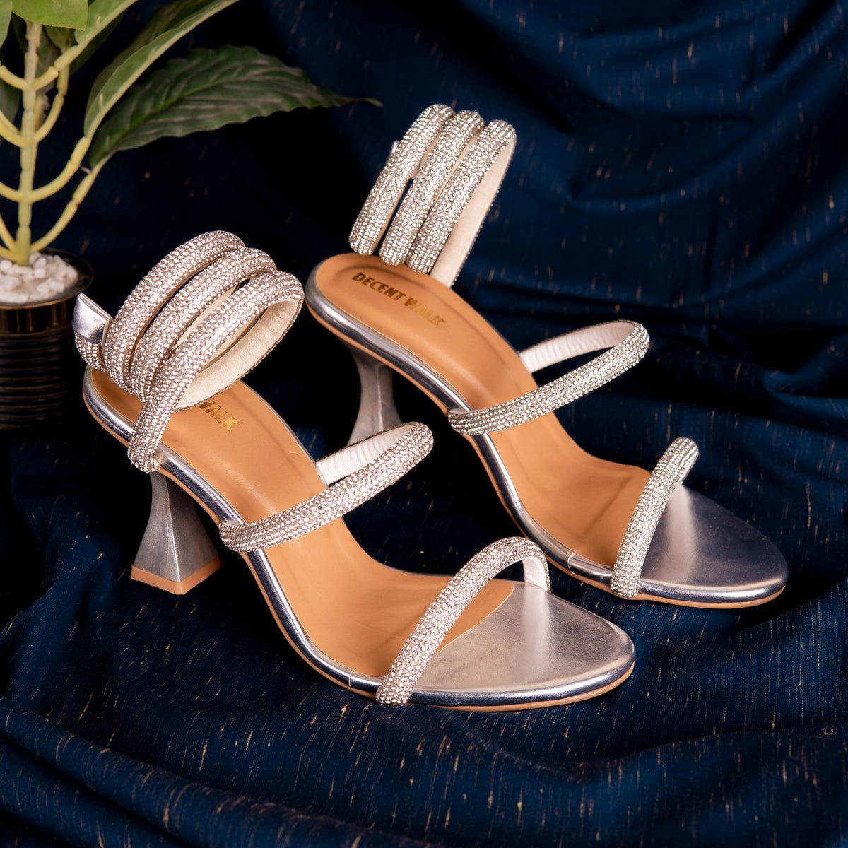 Silver Luxury Crystal Ring High Heel Footwear DW-17