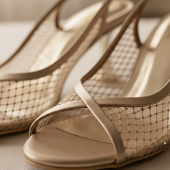 Elegant Gold Mesh Slingback Heels DW-22