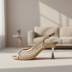 Elegant Gold Mesh Slingback Heels DW-22