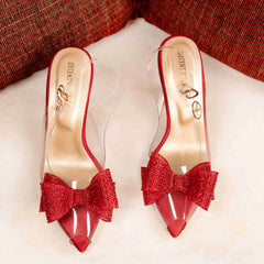 Crystal Bow Tie Transparent Heels Court Shoe DW-10