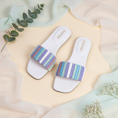 Light Fawn Multicolor Stripes Casual Flat DW-14