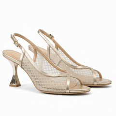 Elegant Gold Mesh Slingback Heels DW-22